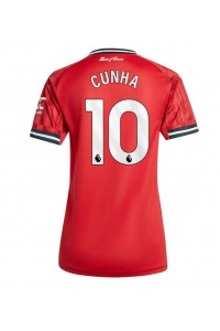 Manchester United Matheus Cunha #10 Jalkapallovaatteet Naisten Kotipaita 2025-26 Lyhythihainen
